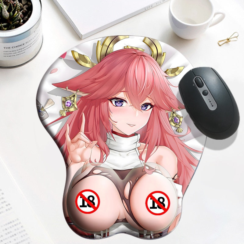 3D Mousepad Boobs Anime Sexy Naked Girl - LOL Genshin Fan Made Merchandise - Nipples Touchable