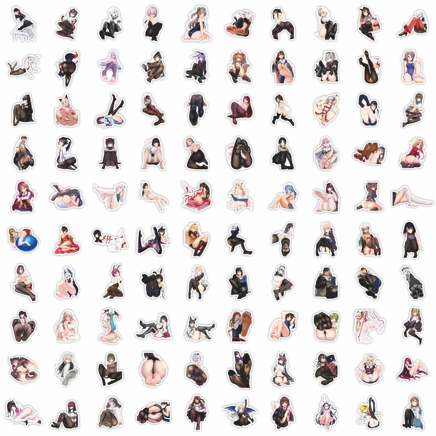 100PCS Anime Sexy Pinup Waifu Sexy Foot Girl Stickers