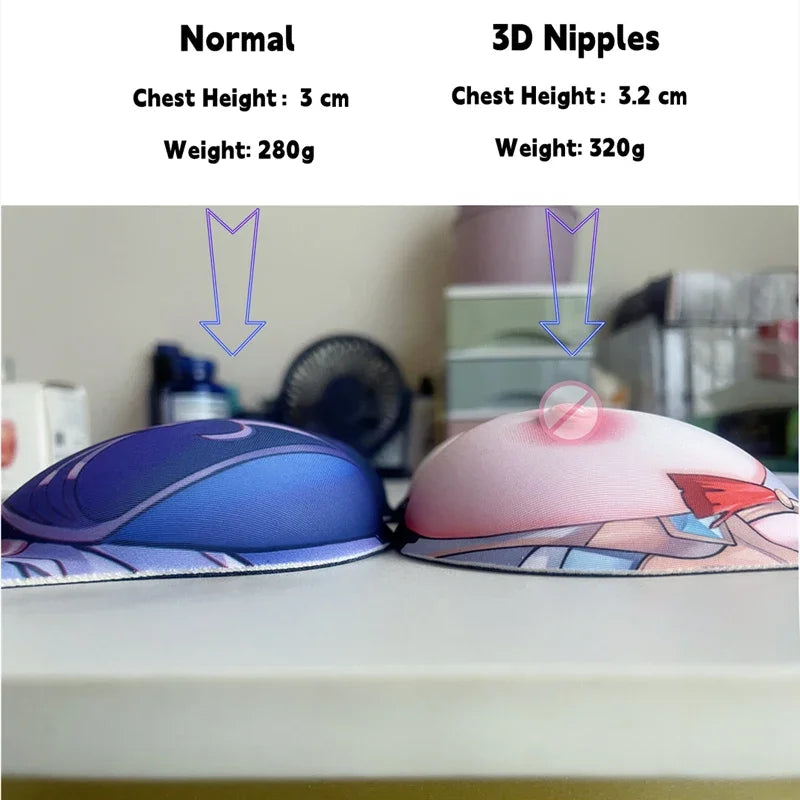 Anime 3D Oppai Mouse Pad Boobs Wrist Rest - SFW - NSFW - Nipples touchable