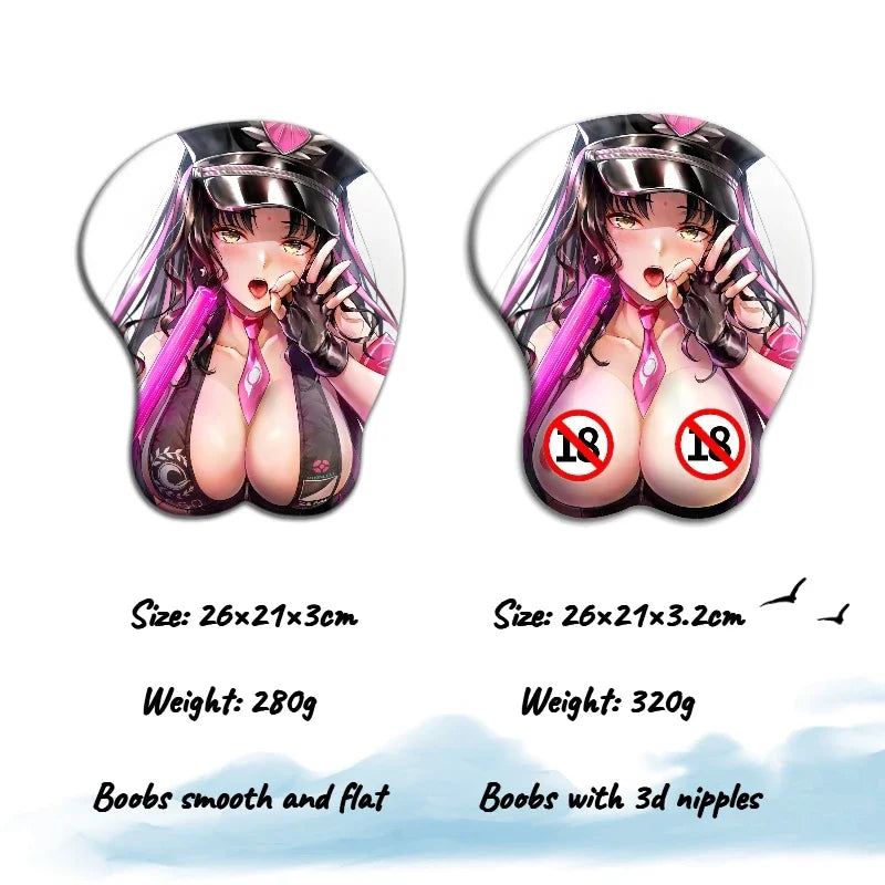 Anime 3D Oppai Mouse Pad Boobs Wrist Rest - SFW - NSFW - Nipples touchable