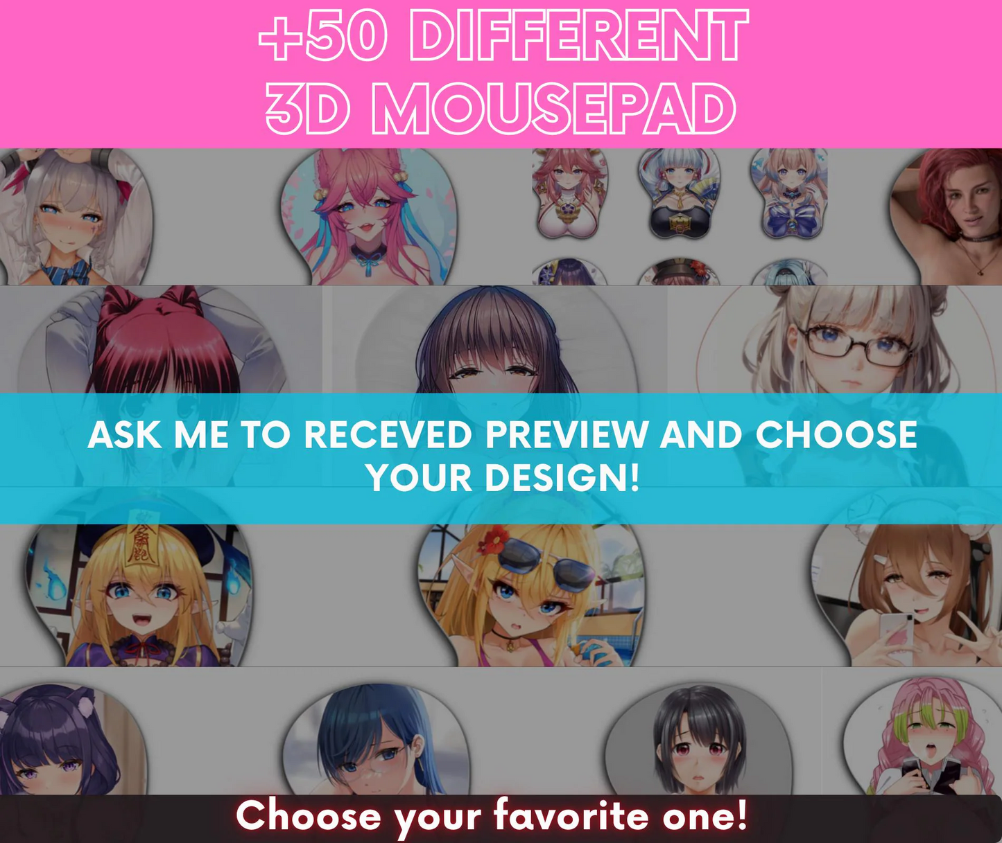 Custom Anime 3D Mouse Pad Oppai