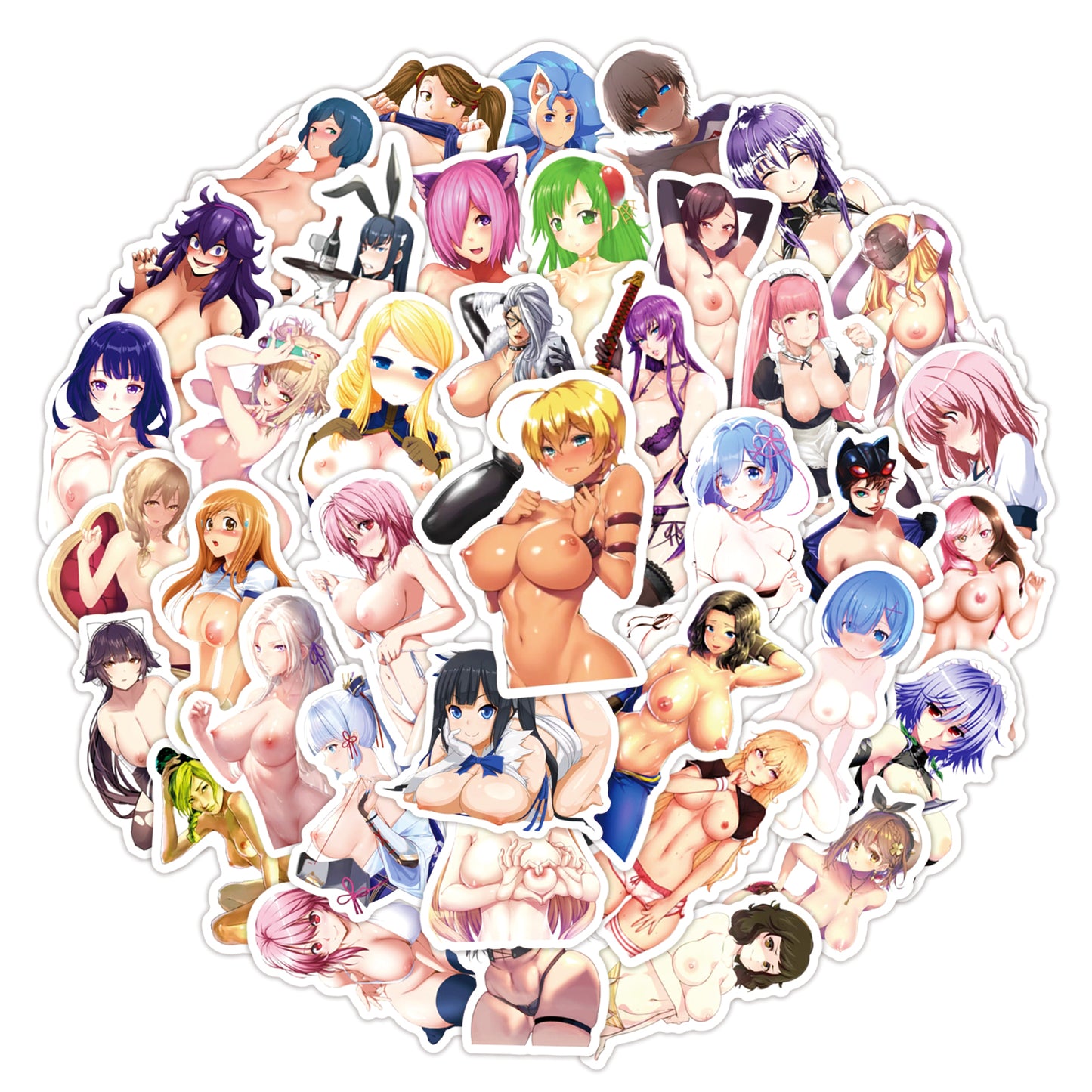 50 pcs - Adult Stickers Naked Girls Anime Hentai Lewd - Waifu Ecchi Manga Sexy