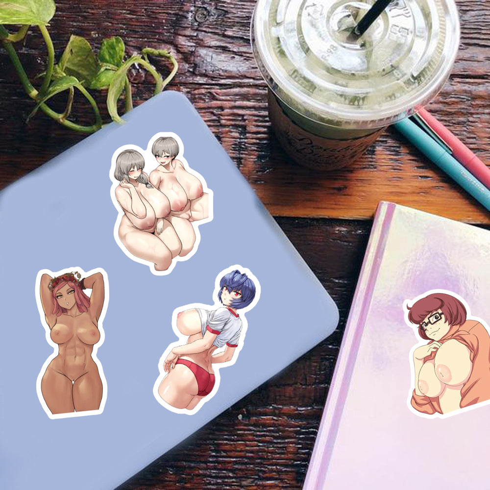 50 pcs - Oppai Stickers Girls Anime - Waifu Ecchi Manga Sexy