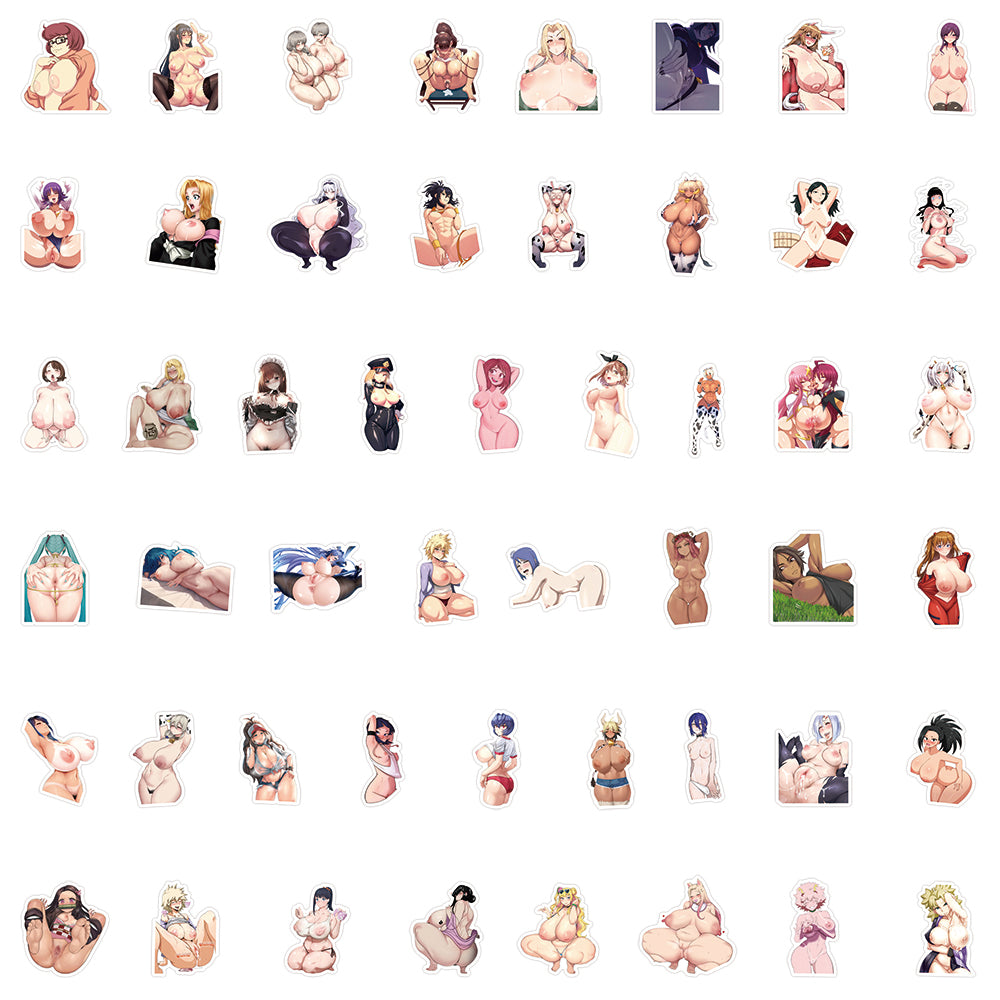 50 pcs - Oppai Stickers Girls Anime - Waifu Ecchi Manga Sexy