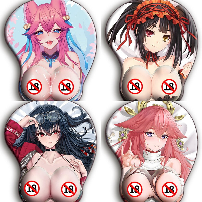 3D Mousepad Boobs Anime Sexy Naked Girl - LOL Genshin Fan Made Merchandise - Nipples Touchable