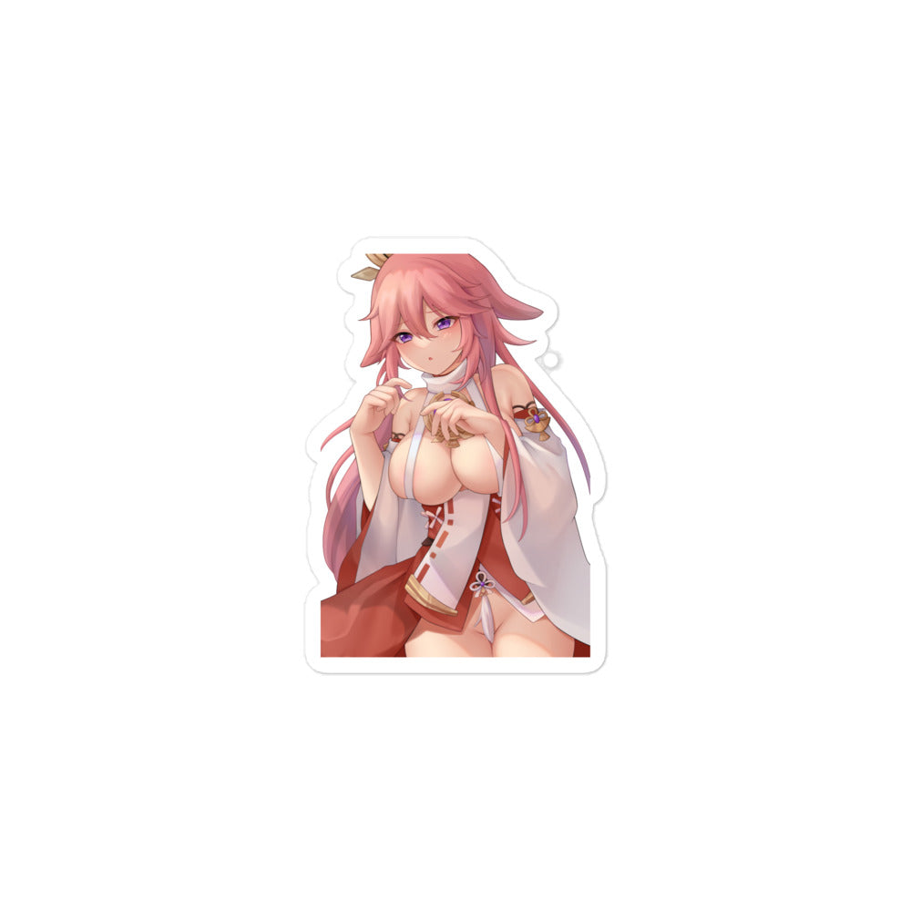 Anime Sexy Girl Sticker Yae Miko Genshin Impact Waterproof Waifu - Fan made merchandise