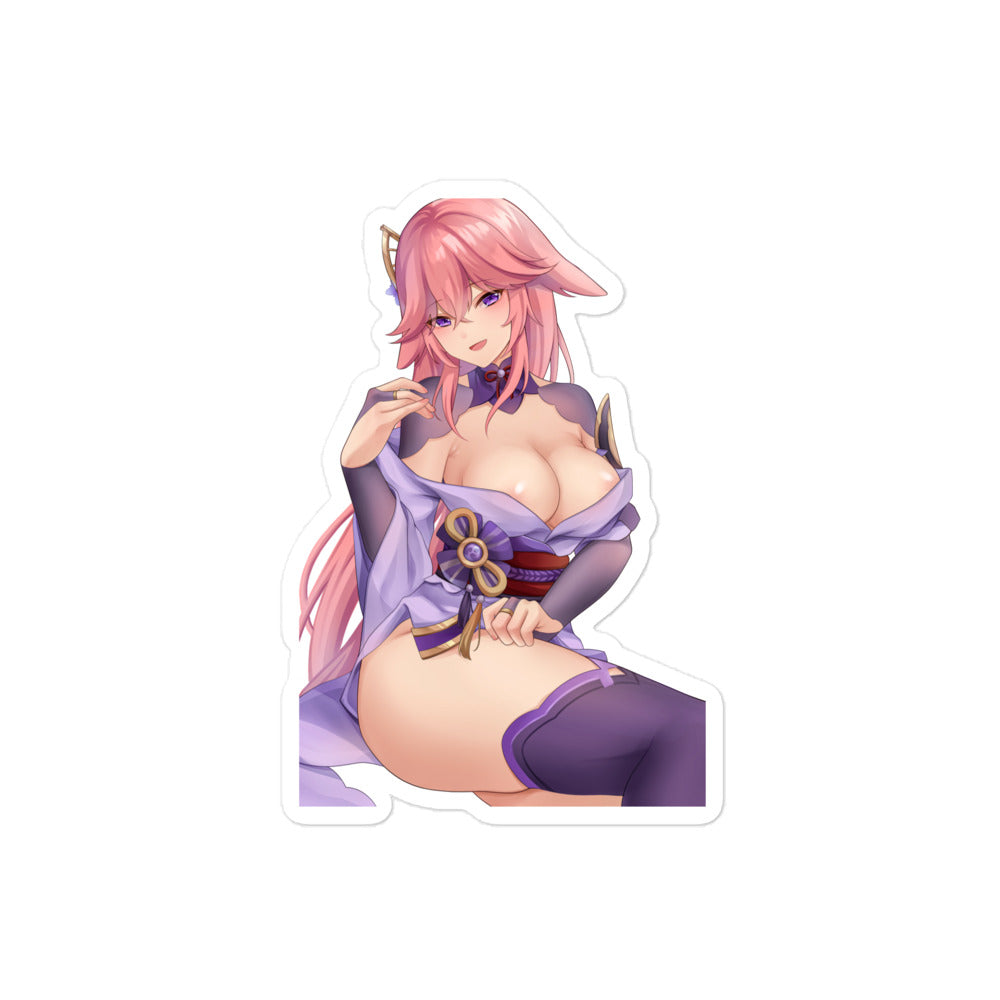Anime Sexy Girl Sticker Yae Miko Genshin Impact Waterproof Waifu - Fan made merchandise