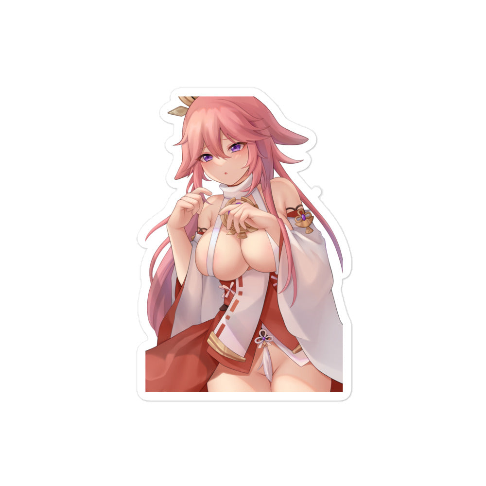 Anime Sexy Girl Sticker Yae Miko Genshin Impact Waterproof Waifu - Fan made merchandise