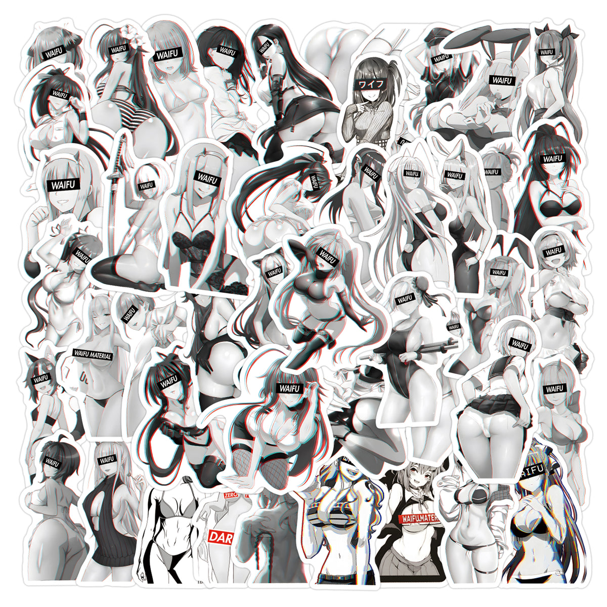 [+20 STYLES] 50PCS Anime Girl Pinup Sexy Waifu Sticker
