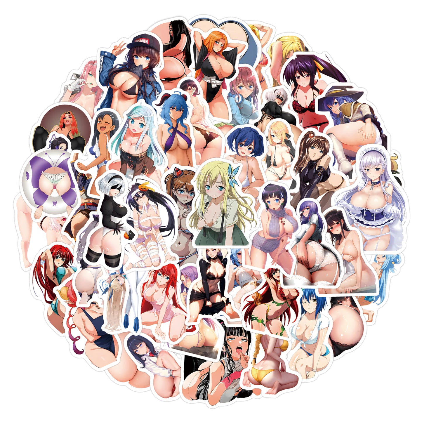 [+20 STYLES] 50PCS Anime Girl Pinup Sexy Waifu Sticker