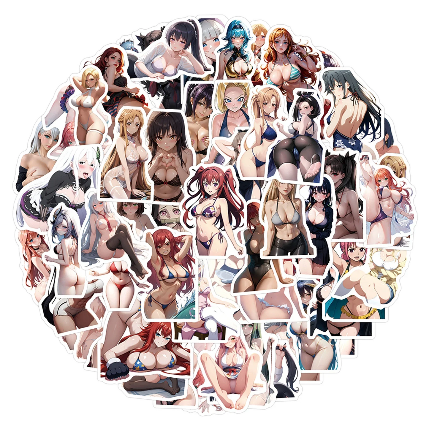 [+20 STYLES] 50PCS Anime Girl Pinup Sexy Waifu Sticker