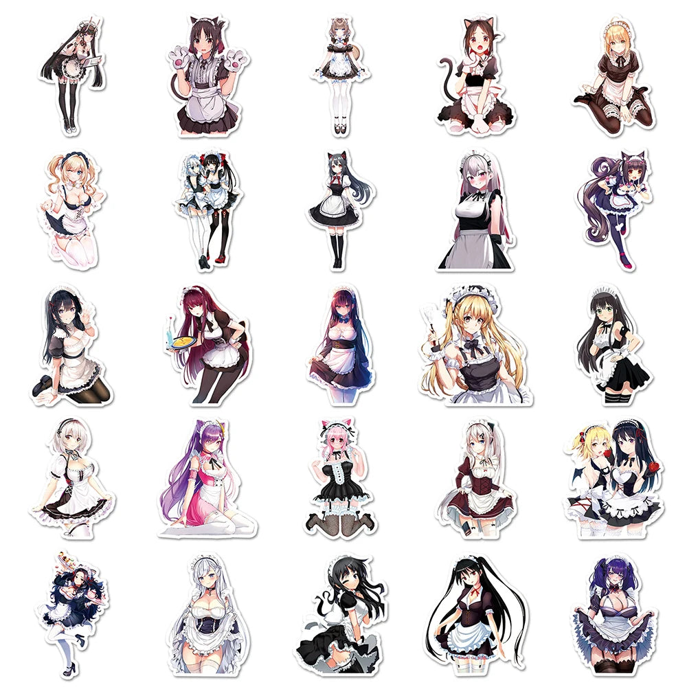 10/30/50pcs Maid Anime Girl Adult Stickers
