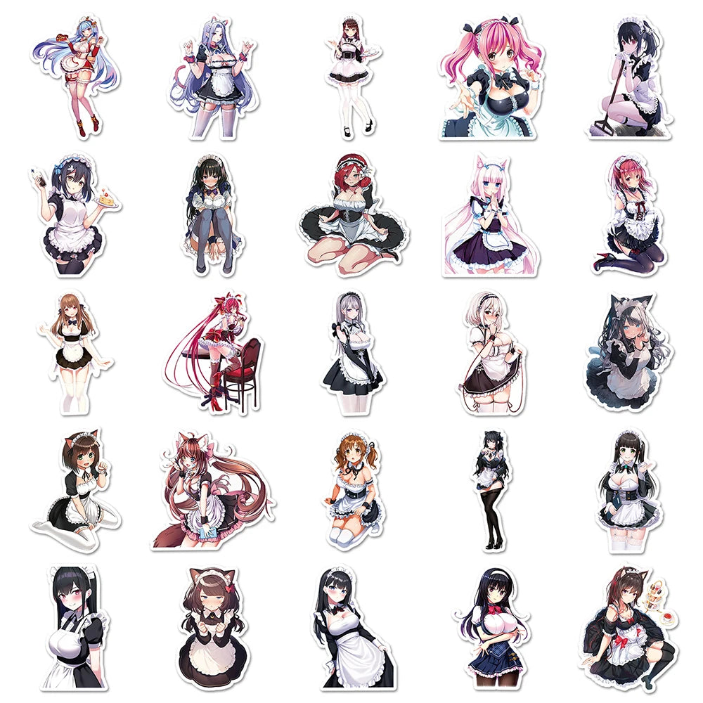 10/30/50pcs Maid Anime Girl Adult Stickers