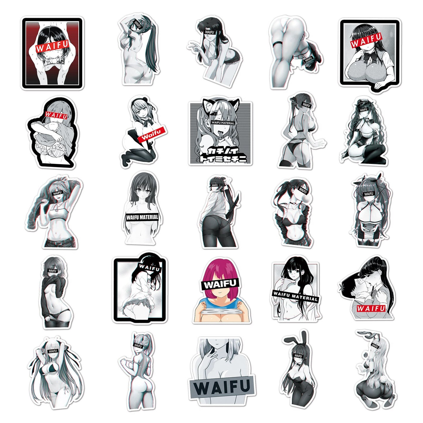 10/30/50Pcs Stickers Anime Sexy Waifu Pinup Girl Bunny