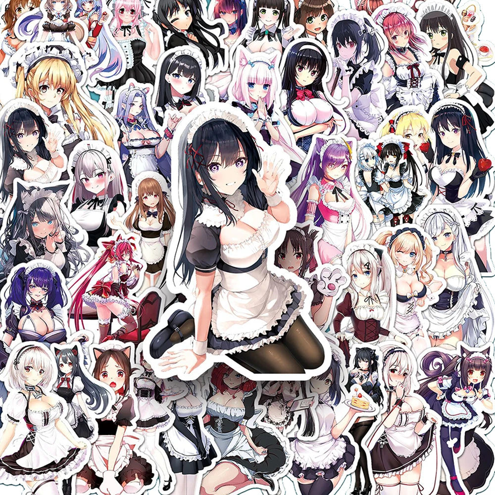 10/30/50pcs Maid Anime Girl Adult Stickers