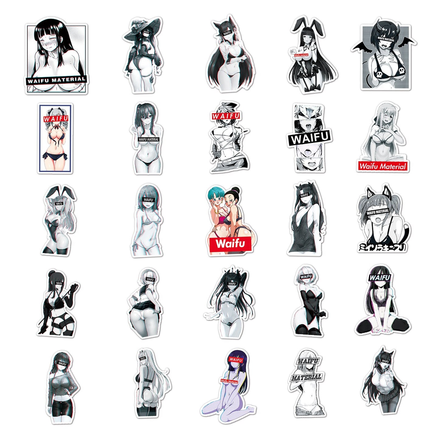 10/30/50Pcs Stickers Anime Sexy Waifu Pinup Girl Bunny