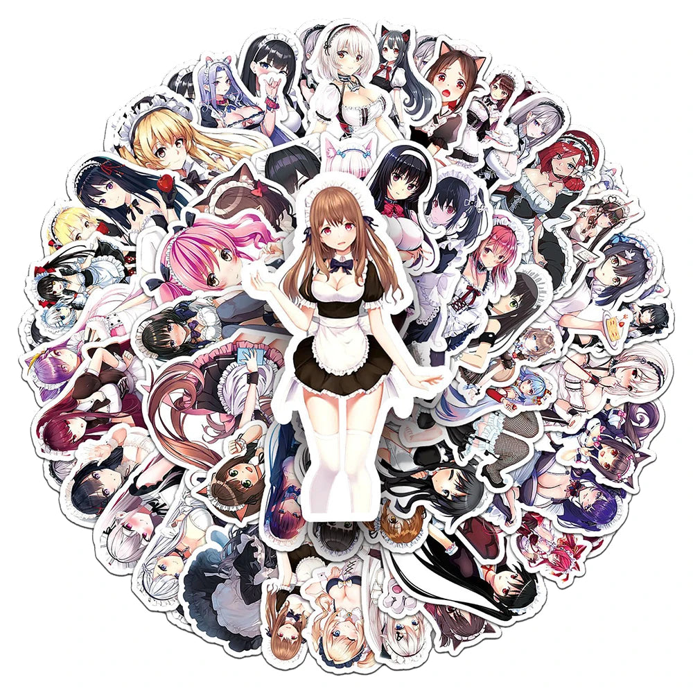 10/30/50pcs Maid Anime Girl Adult Stickers