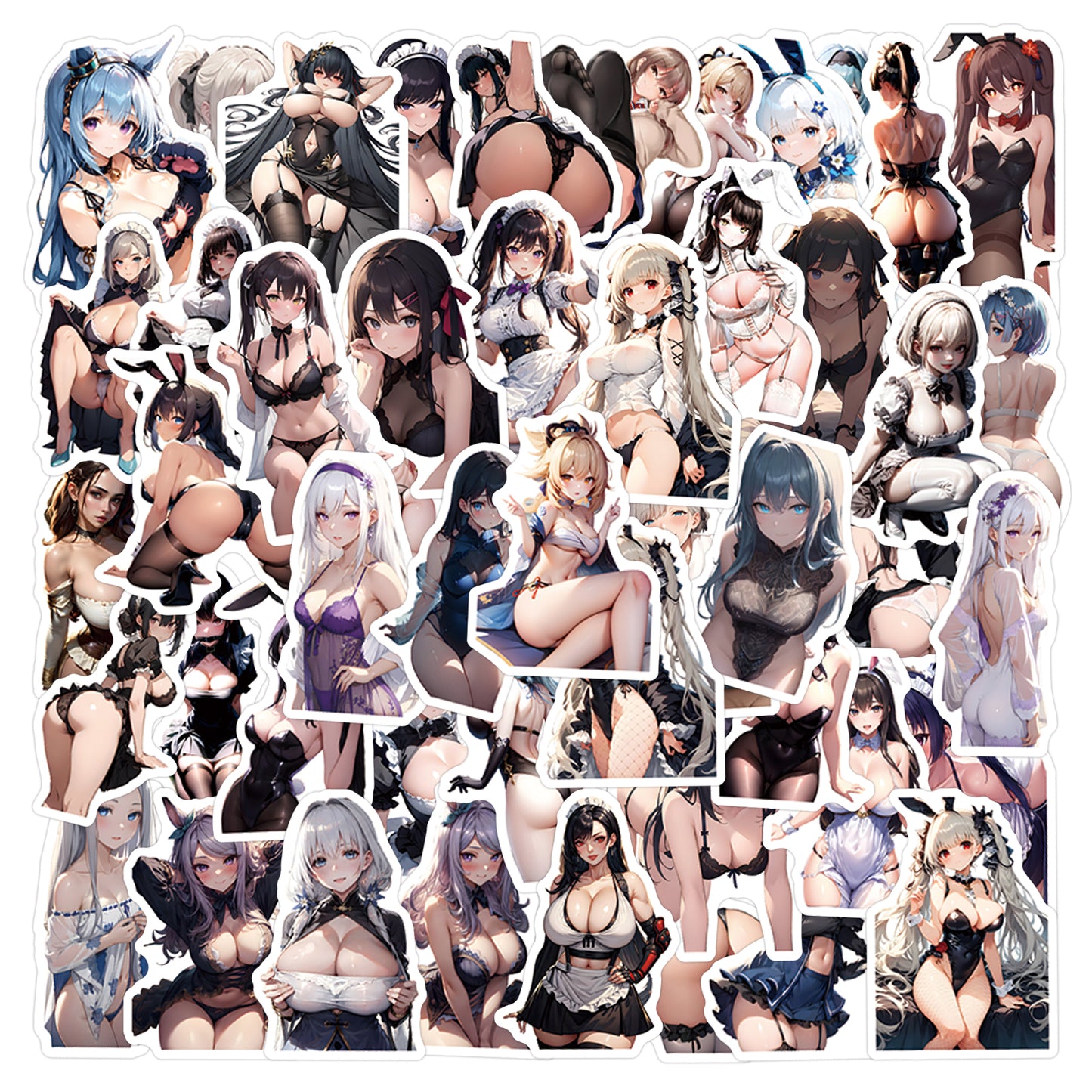 [+20 STYLES] 50PCS Anime Girl Pinup Sexy Waifu Sticker