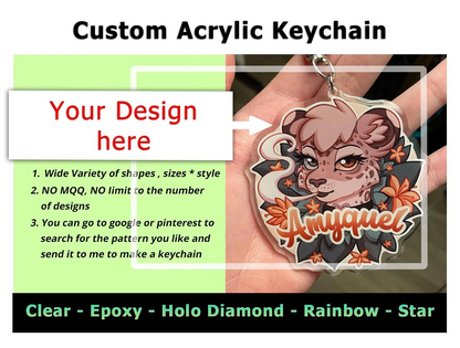 Custom Acrylic Keychain - Clear - Epoxy - Holo