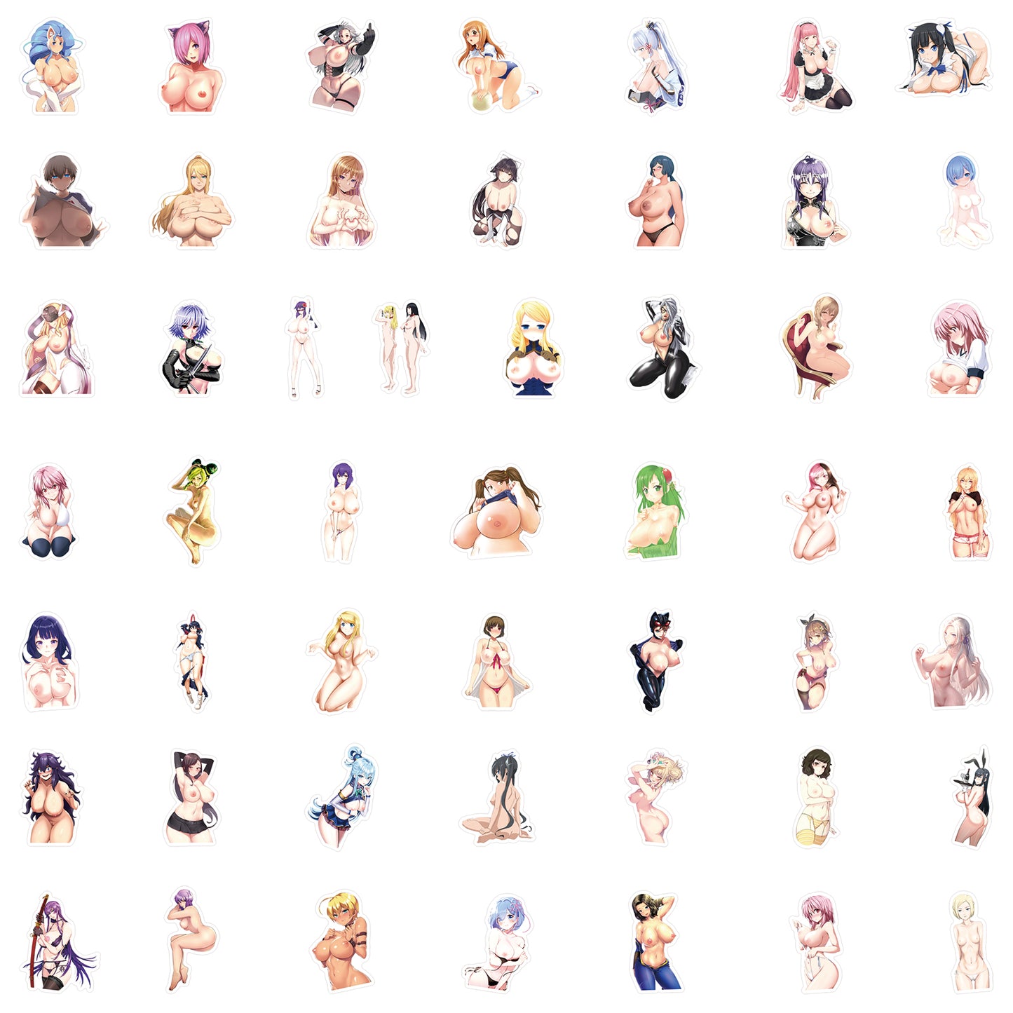 50 pcs - Adult Stickers Naked Girls Anime Hentai Lewd - Waifu Ecchi Manga Sexy