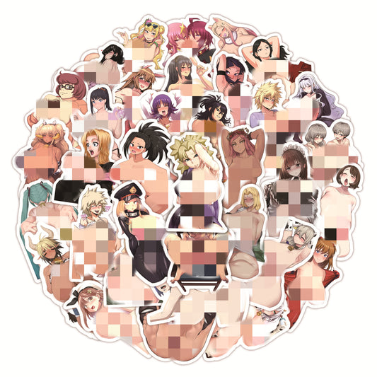 50 pcs - Oppai Stickers Girls Anime - Waifu Ecchi Manga Sexy
