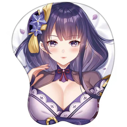 3d mousepad raiden, boobs mousepad genshin, oppai mousepad, genshin impact mousepad, genshin boobs mouse pad,
