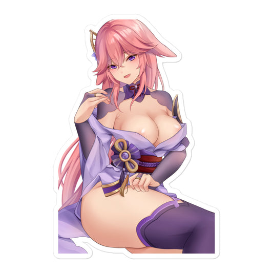 Anime Sexy Girl Sticker Yae Miko Genshin Impact Waterproof Waifu - Fan made merchandise