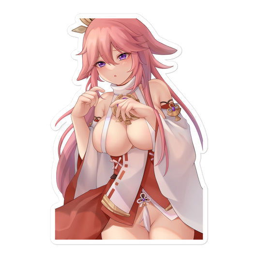 Anime Sexy Girl Sticker Yae Miko Genshin Impact Waterproof Waifu - Fan made merchandise
