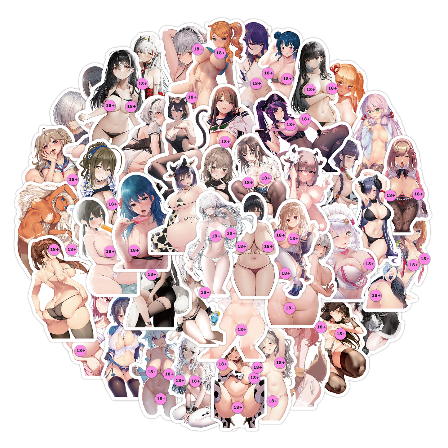 50 pcs - Stickers Girls Anime - Waifu Ecchi Manga Sexy